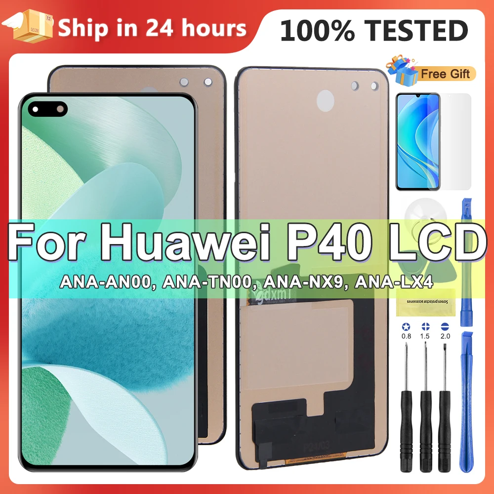 LCD Display For Huawei P40 LCD Display Touch Screen With Frame P40 ANA-NX9 LX4 AN00 TN00 Screen Digitizer Assembly Tested