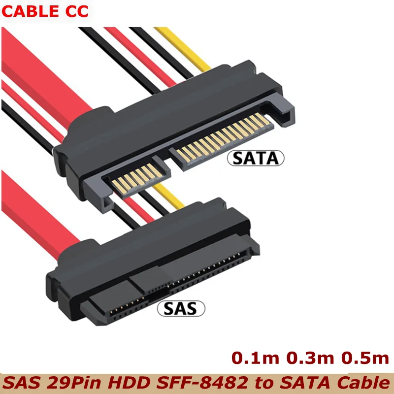 0.1m 0.5m SATA Adapter 7+15P Extension Cord SFF-8482 SAS29pin to SATA 22Pin Hard Disk Connected to Motherboard