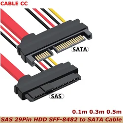 0.1m 0.5m SATA Adapter 7+15P Extension Cord SFF-8482 SAS29pin to SATA 22Pin Hard Disk Connected to Motherboard