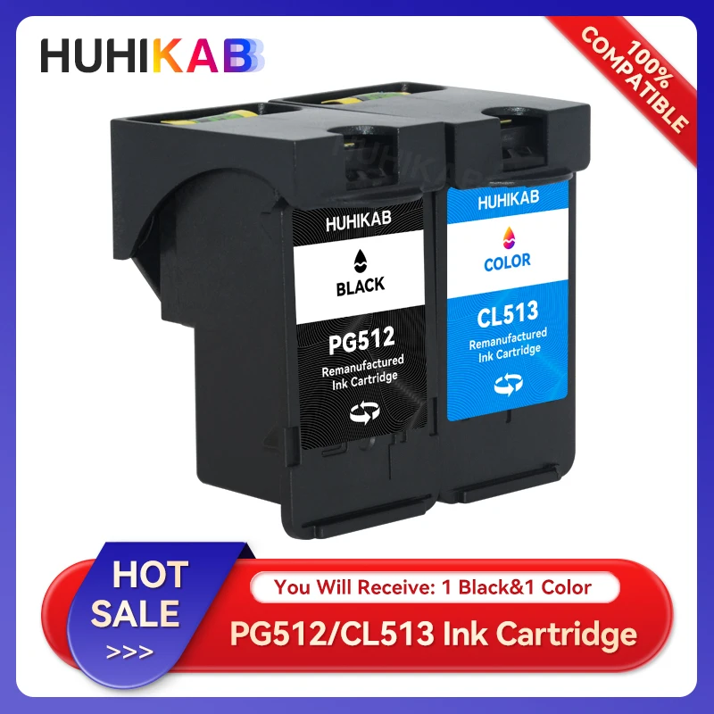 

Картридж чернильный HUHIKAB 512XL PG512 CL513, совместимый с Canon PG 512 CL 513, Pixma MP230 MP250 MP240 MP270 MP480 IP2700