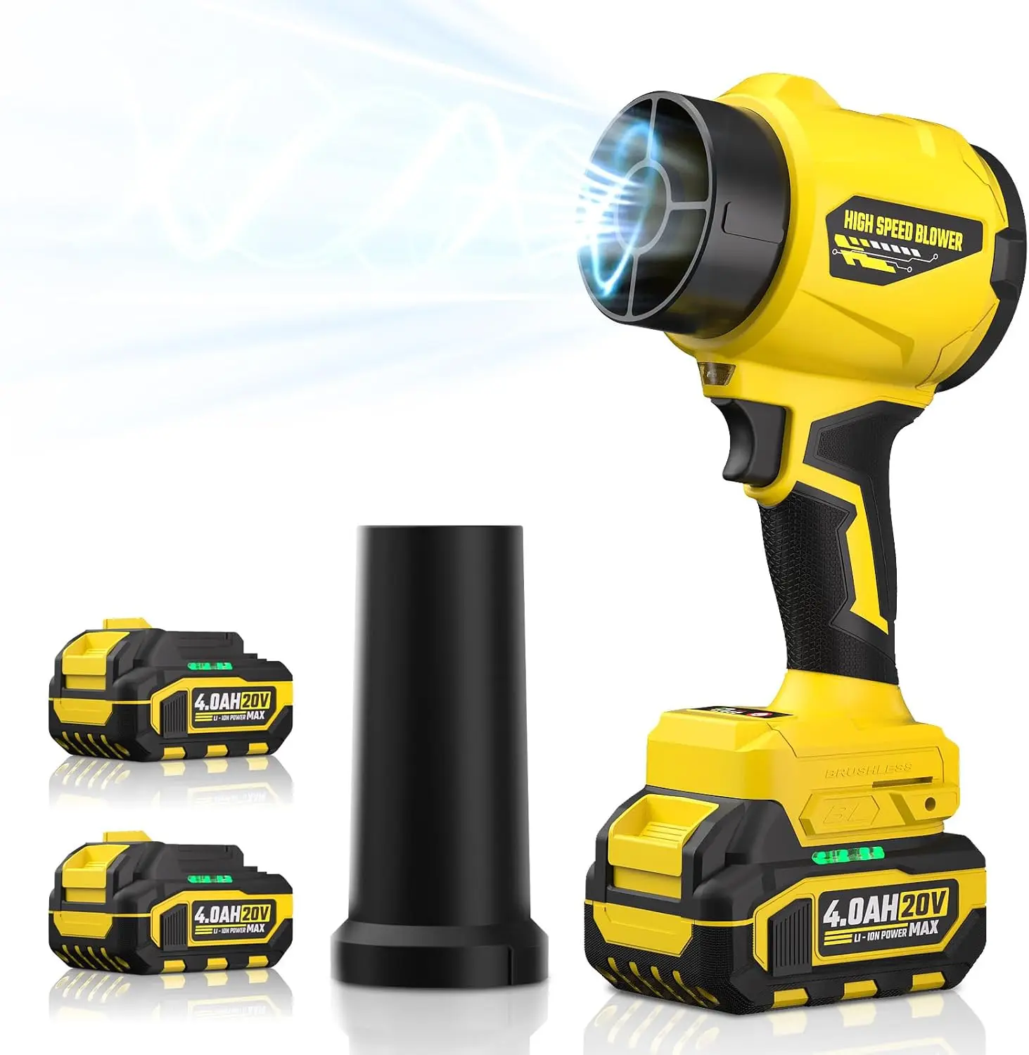 

20V Cordless Leaf Blower with 2 Batteries, 980K RPM, Lightweight for Lawn and Home Cleaning