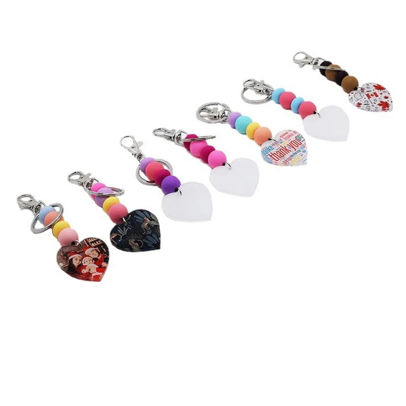 30pcs/lot New Sublimation Custom Acrylic Heart Keychain Heat Press Key Ring For Christmas/Gift Use/DIY Craft