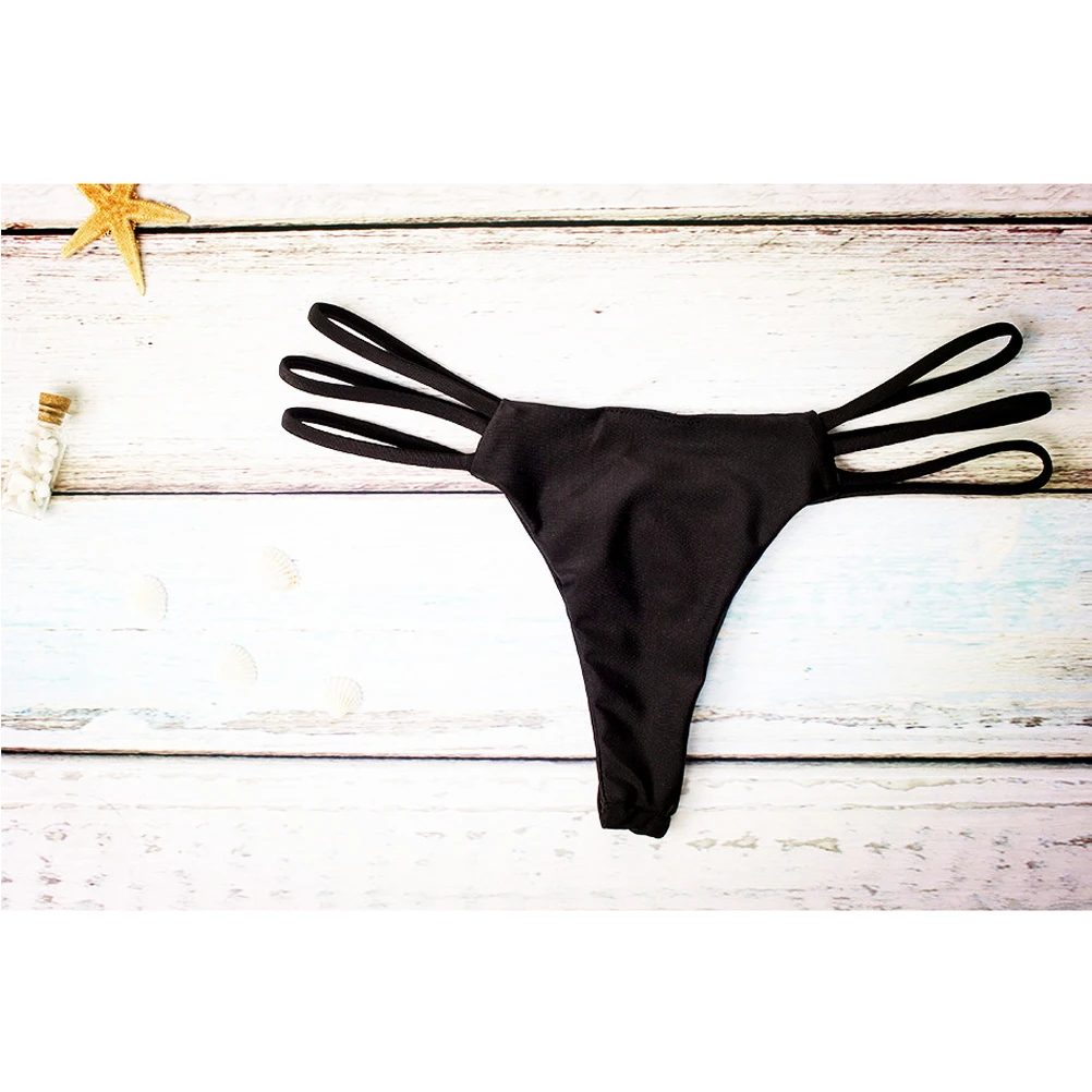 

Strap Swim Trousers Women Bikini Underwear Black Triangle Thong Bottoms Seamless Low Waisted V Shape Comfortable