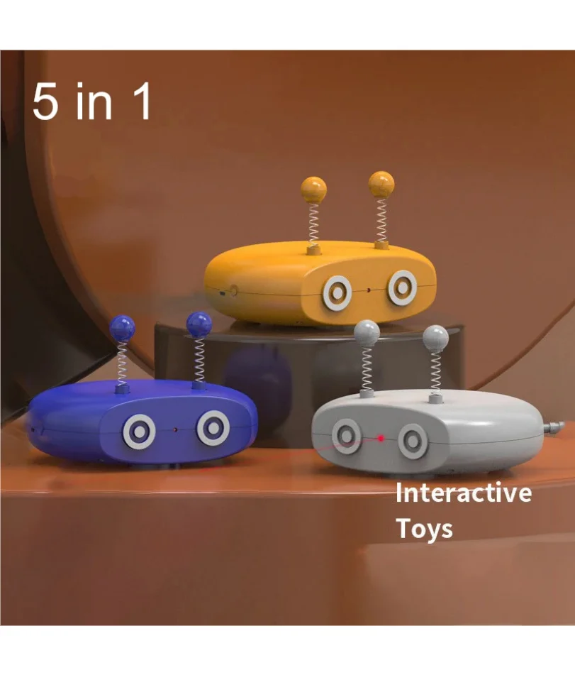 

5 in1 Cat Interactive Toys Funny Pet Cat Teasing Robot Laser Toys Automatic Steering Walking Cat Sticks Spring Ball Bird Sounds
