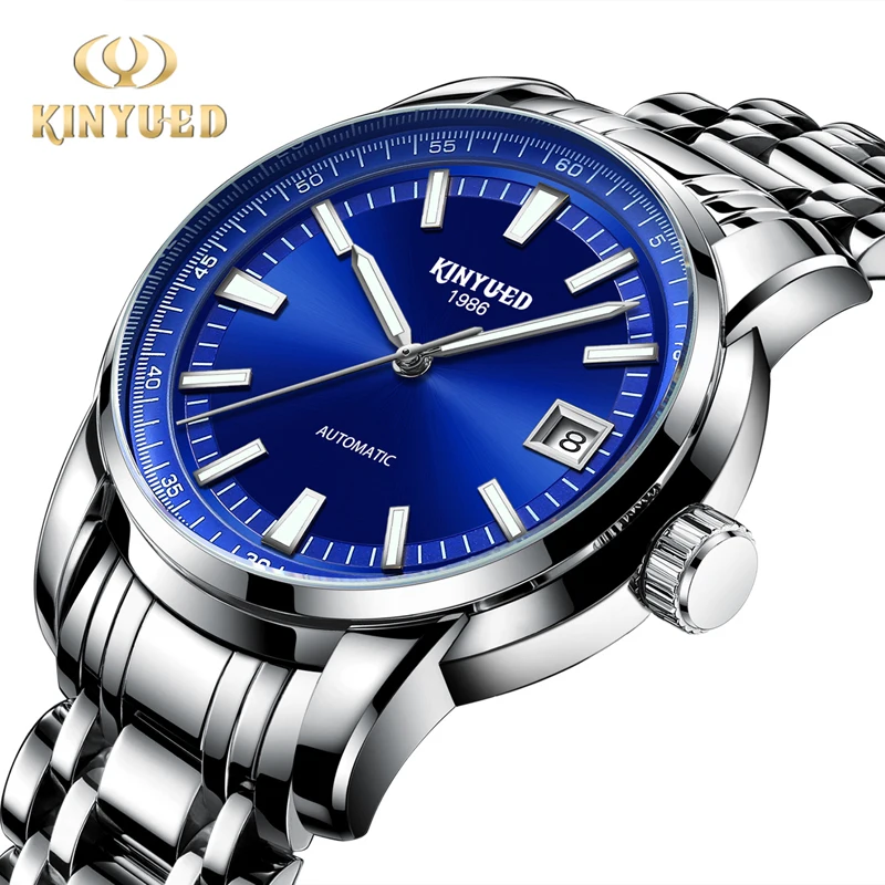 

KINYUED Brand New Classic Men's Watches Stainless Steel High end Automatic Movement Mechanical Watch Calendar Business Men Clock