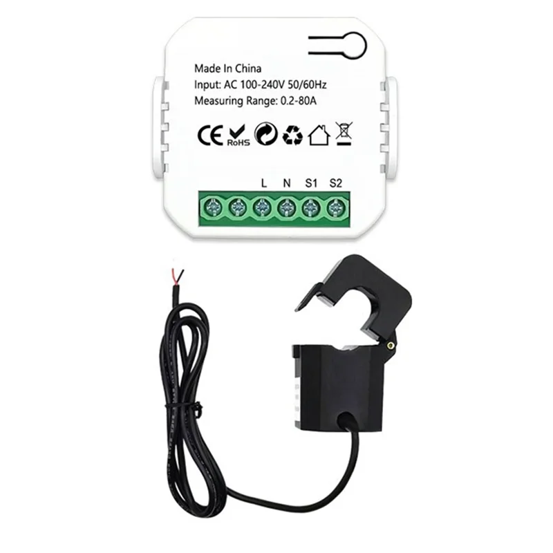 

Tuya Smart Life ZigBee Energy Meter 80A with Current Transformer Clamp KWh Power Monitor Electricity Statistics110V 240V