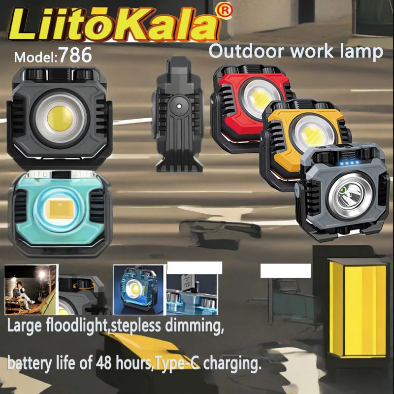

LiitoKala Lii-786 Перезаряжаемый рабочий фонарь, бесступенчатый 2700-8000K, теплый и яркий магнитный рабочий фонарь 360° ° Вращающийся