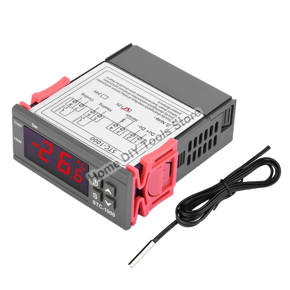 Termostato Digital LED STC-1000 para incubadora, controlador de temperatura, relé termorregulador, calefacción y refrigeración, 12V, 24V, 220V