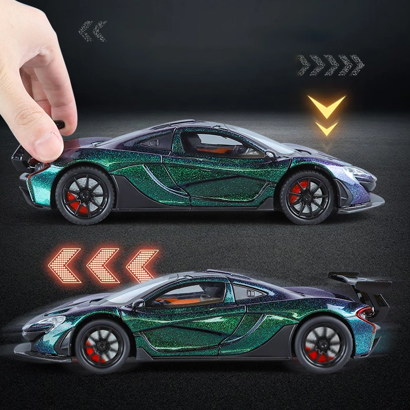 1:24 Alloy MoLaren P1 Supercar 765TL Fast and Furious model Butterfly door design Diecast toy collection display give children