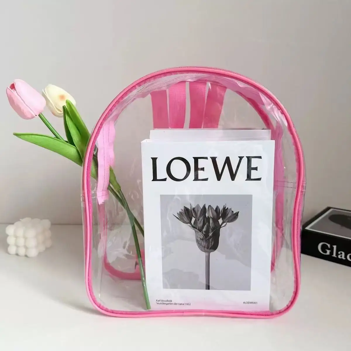 Clear Backpack Transparent PVC Bookbag Stadium Approved See Through Bag for School Concert Security Travel Backpack Unisex