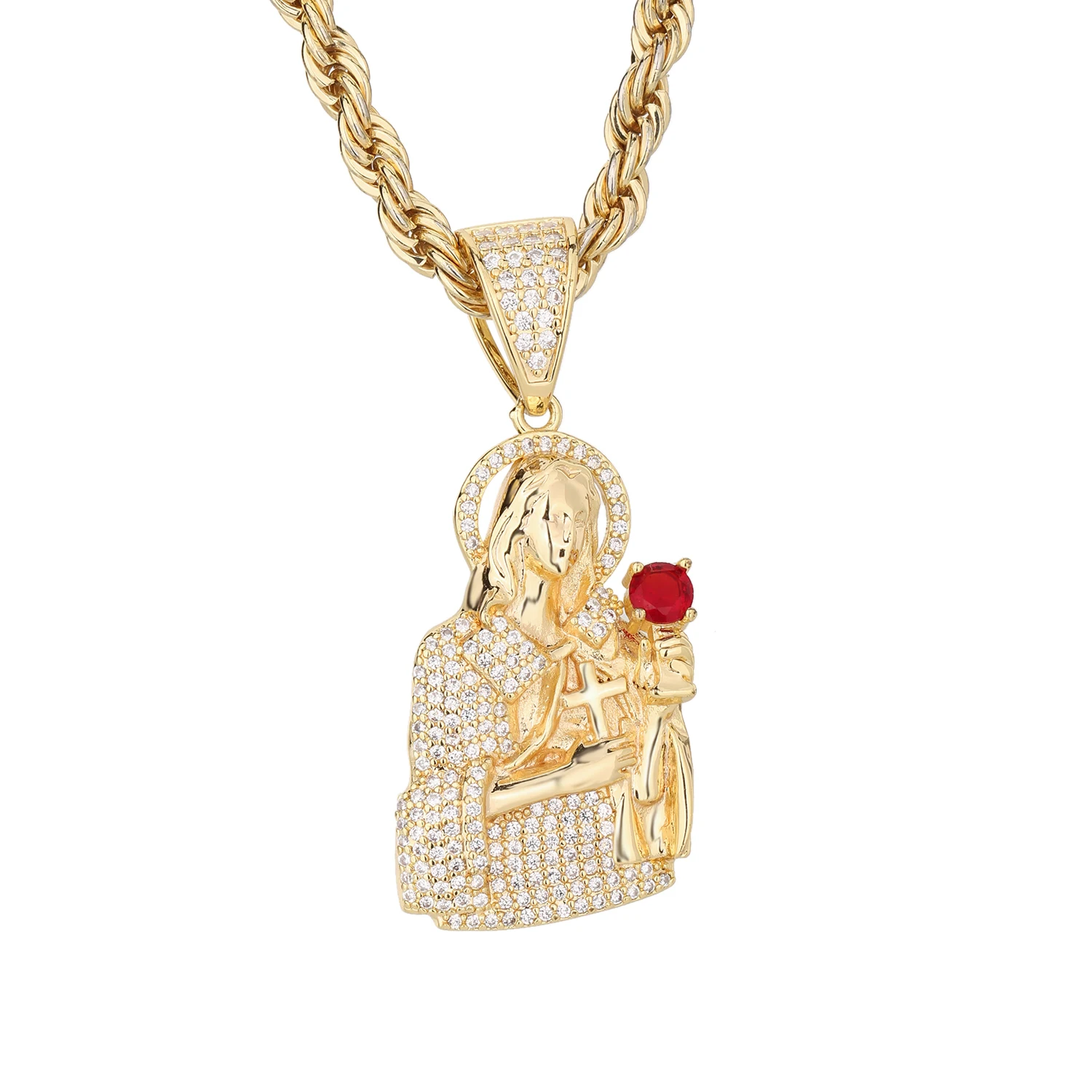 

Hip-hop religious pendant 14k /52mm*25mm /12.6g/Men's and women's jewelry Religious Catholicism Pendant