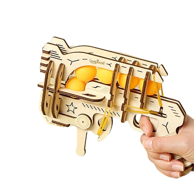 لتقوم بها بنفسك شريط مطاطي البنادق خشبية لغز بانوراما لعب الاطفال منشئ تجميع كتل البناء نماذج مسدس للبنين سلاح بينغ بونغ