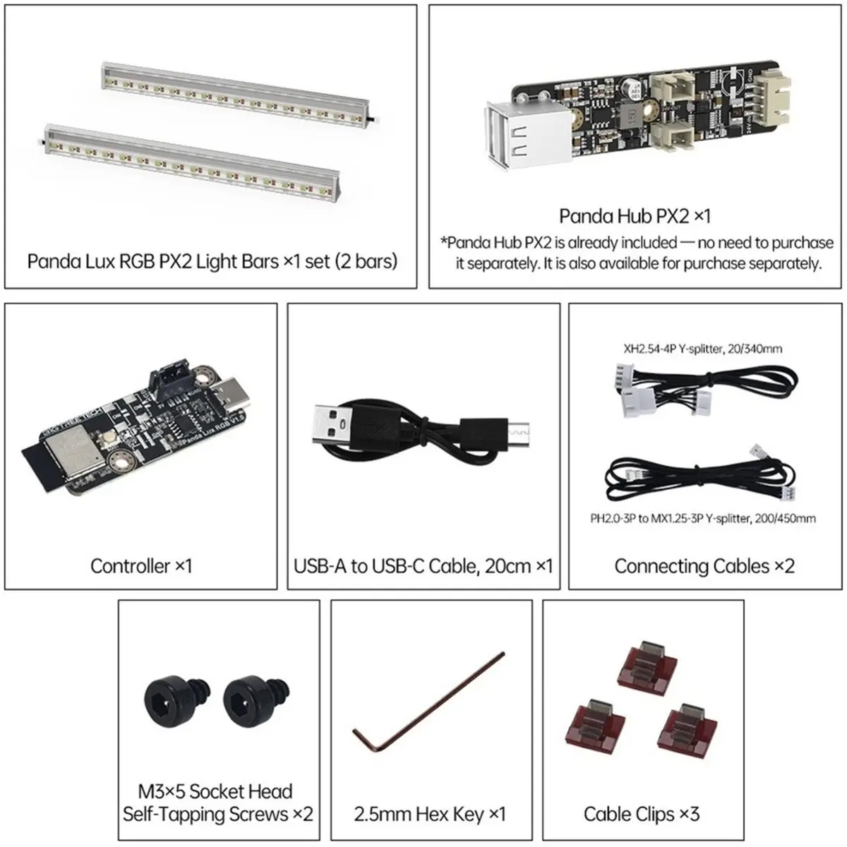 Panda RGB PX2 Dual RGBW Status Light Bars for P2S/X2D 3D Printer Magnetic Smart Ambient LED Bar