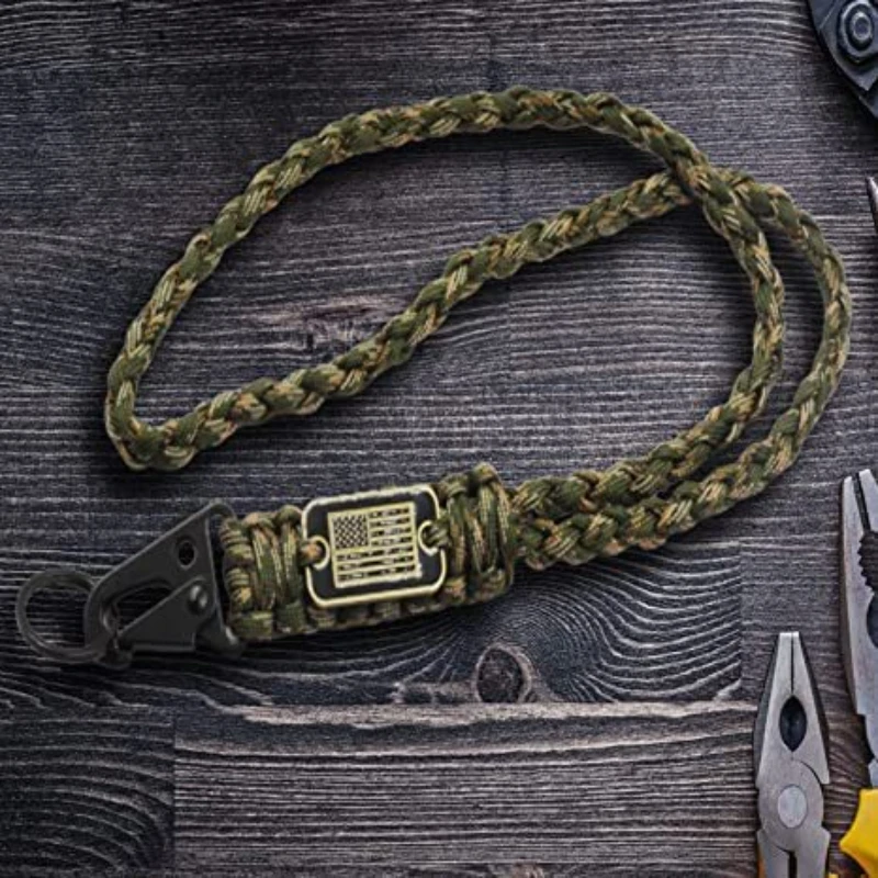 حبل هاتف منسوج جديد متعدد الوظائف عالي التحمل، حزام رقبة باراكورد مع وسادة بطاقة وإبزيم مخلب النسر المضاد للخسارة #4