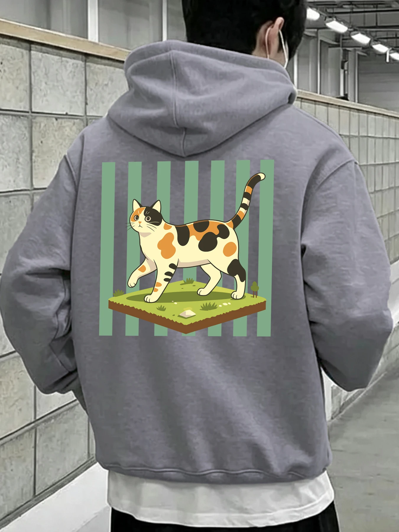 Calico-Katzen-Cartoon-Drucke Herren Koreanische Hoodies All-Match Mode Kapuzenpullover Lässige Lose Hoodies Bequeme Basic-Kleidung – Detail 18