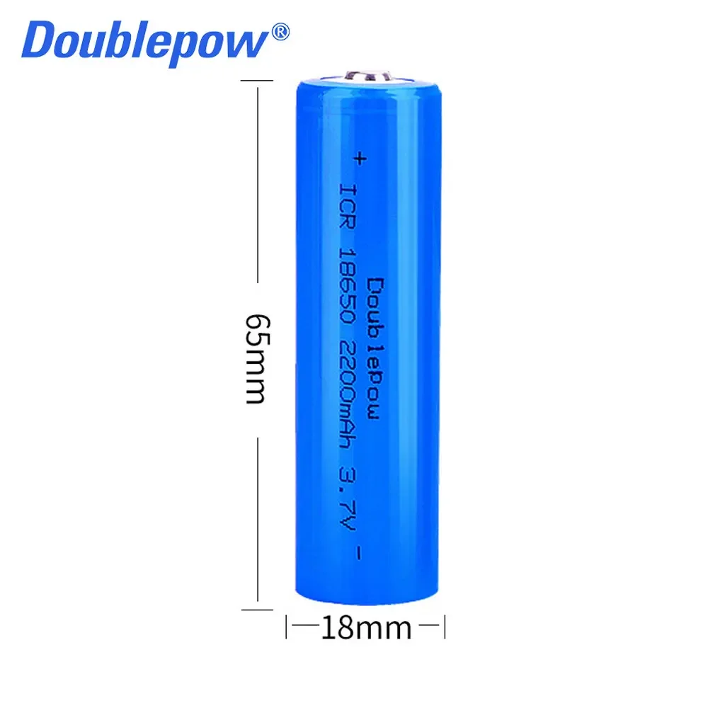 Doublepow 100% original new 18650 3.7v 2200mah 18650 rechargeable lithium battery for flashlight batteries