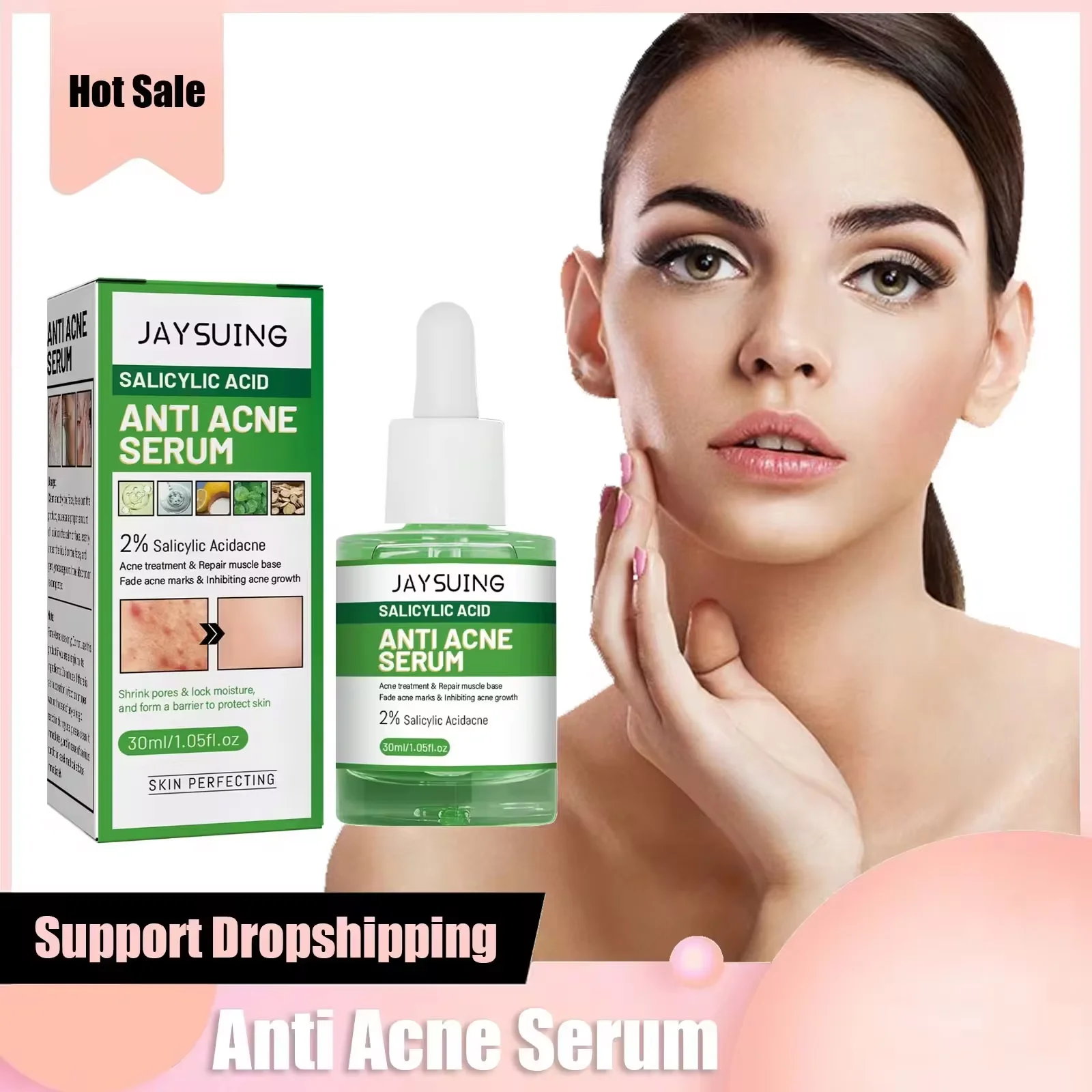 Anti Acn-e Face Serum Moisturizing Salicylic Acid Pimp-le Scar Blackhead Removal Shrink Pores Oil Control Skin Care