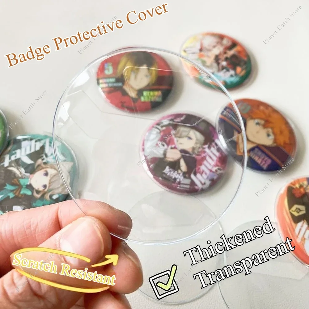10Pcs Clear Round Badge Protector 58-75MM Badge Storage Bags for DIY Making Badge Display Bag Cover Decoration Protector