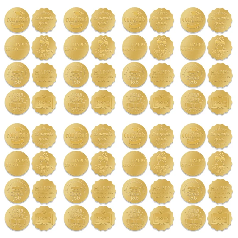 

High Quality-320PCS Graduation Stickers Kit Gold Coin Stickers Kit Gold Embossed Graduation Cap And Diploma Seals Stickers For E