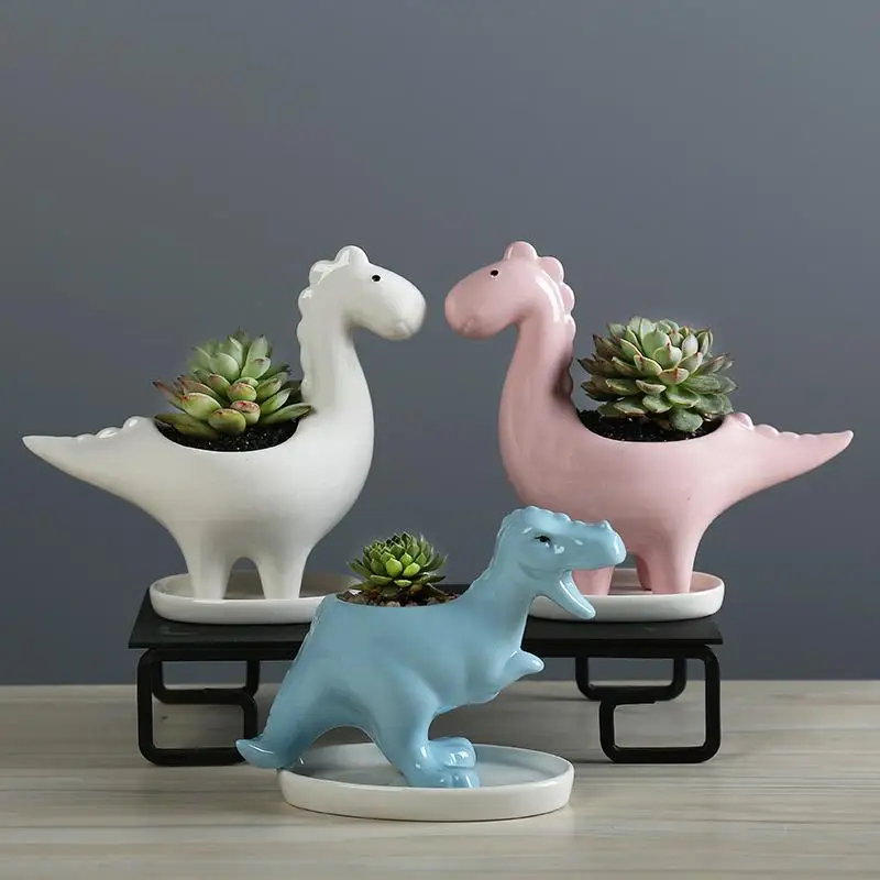 

Dinosaur Planter Dinosaur Flower Pot With Tray Succulents Planter Container Vase Flower Pot Planter Brachiosaurus For Home Decor