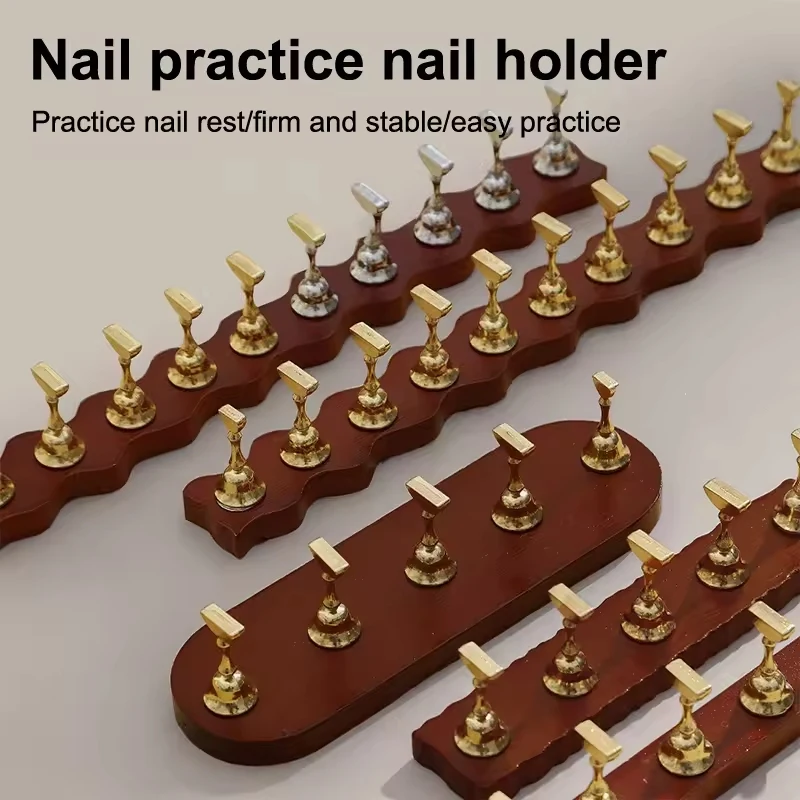 

5/10Pcs Nail Holder Walnut Wooden Base Holder Strong Magnetic Nail Holder Wood Base for Art Salon DIY Practice Tool