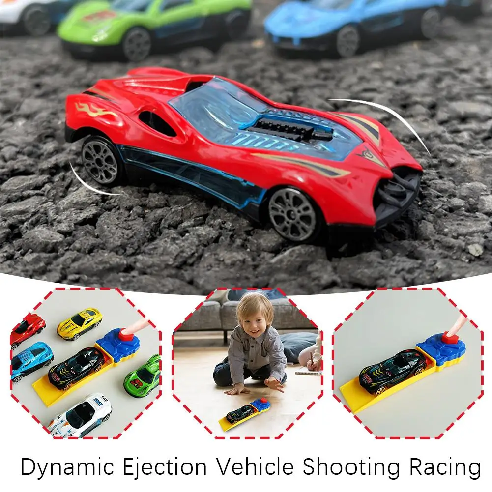 Dynamic Ejection Alloy Car Catapult Mini Car Launcher Pushes Sliding Children's Racing Slide Car Shooting Racing Birthday Gift