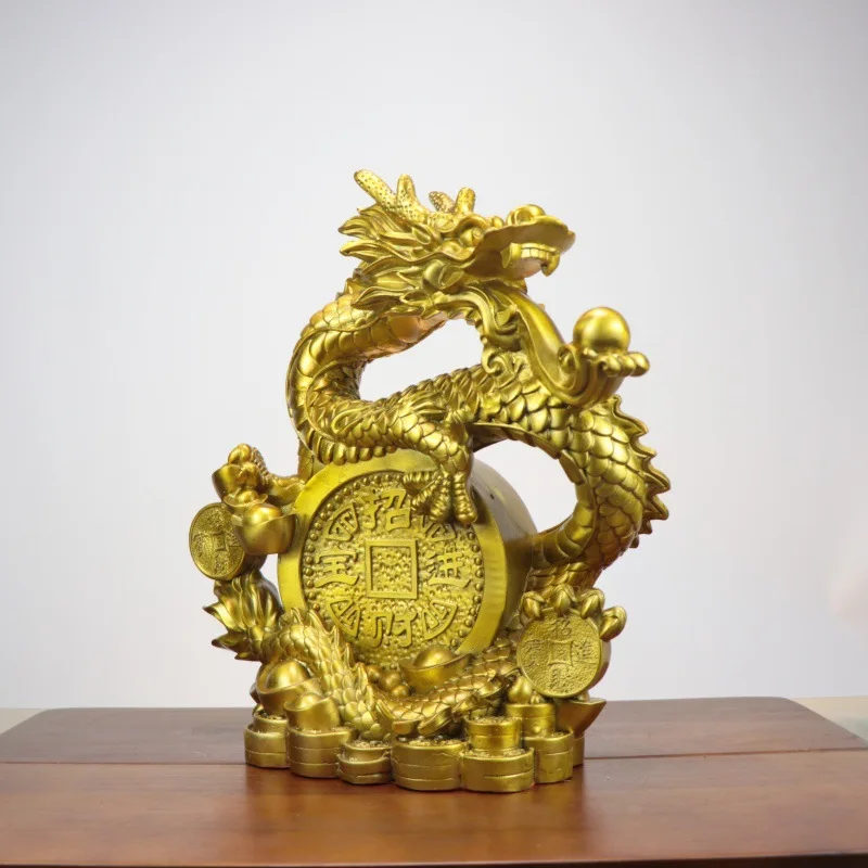 Ornament, Decorative Piece, Brass Dragon for Home or Study, Artistic Craft, Large Size