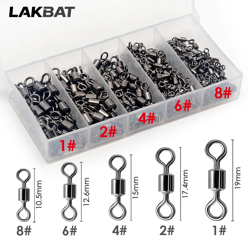 100PCS Stainless Steel Fishing Swivel Bearing Rolling Connector Saltwater Freshwater Rotate Tackle Box Lure Line Fishing Tools