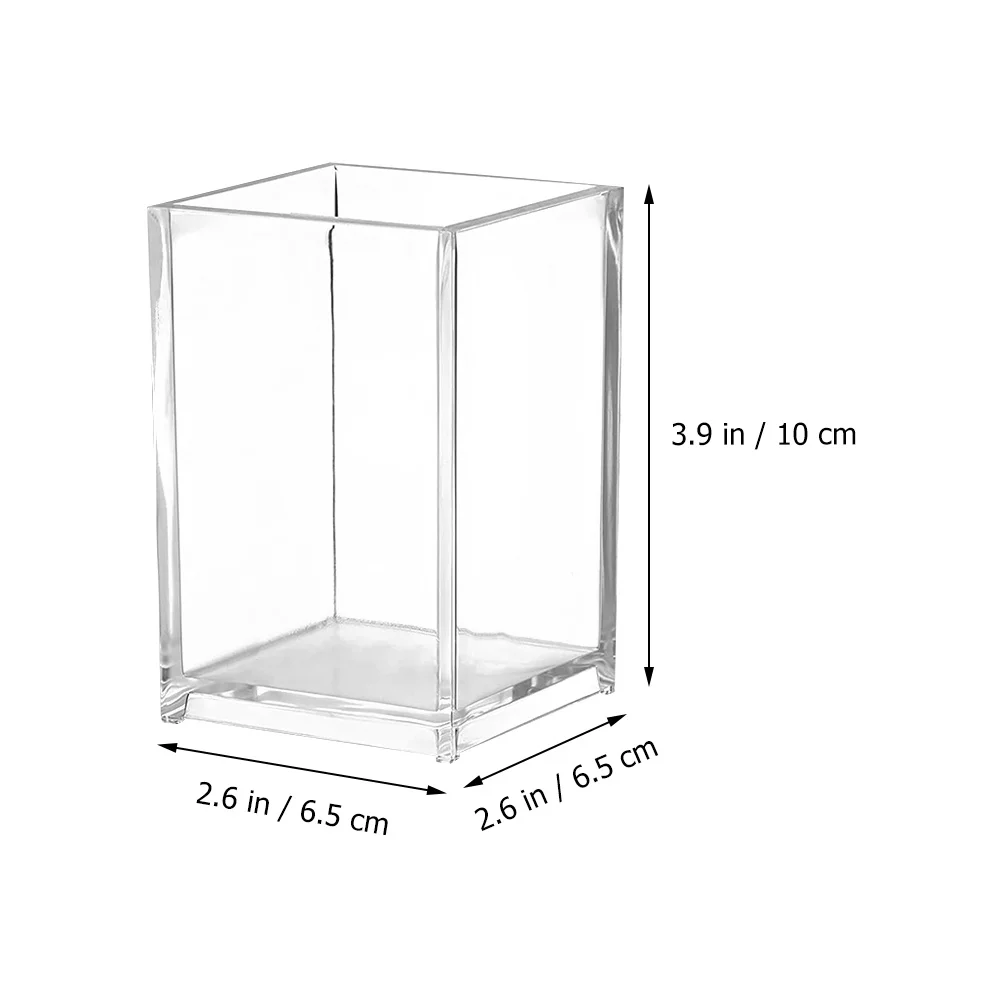 

4pcs Pen Holder Makeup Brush Bucket Acrylic Desktop Storage Box Stationery Organizer Home Office Table Decor Transparent