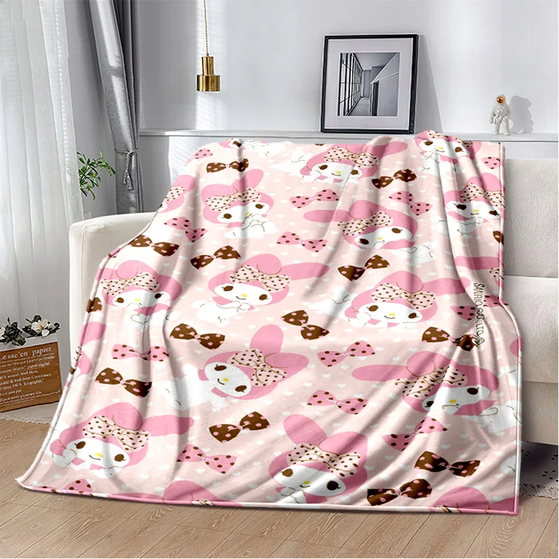 Kawaii Sanrio Melody Melo Cartoon Girl Gift Soft Flannel Blankets,Throw Blanket Comfortable Blanket for Beds Sofa Home Bedroom