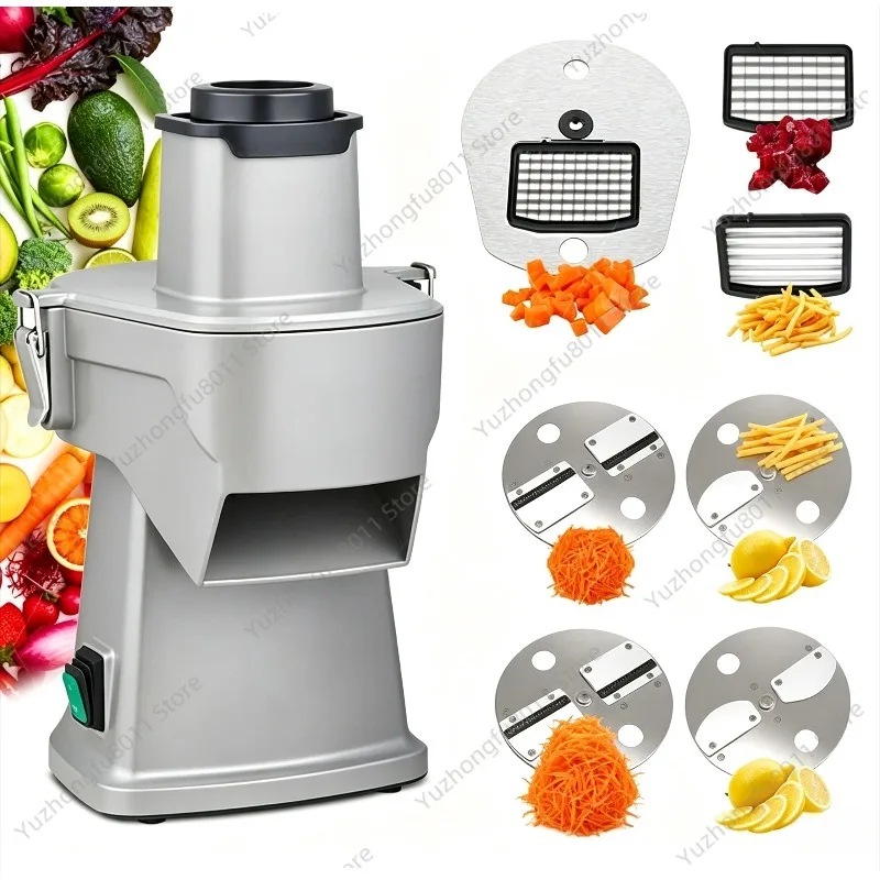 Commercial Electric Vegetable Processing Cutter, Stainless Steel Food Cutting Machine Kitchen Equipment for Restaurant Canteen