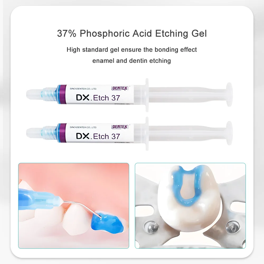 Gel de gravação dentária 37%, ácido dental fósforo, agente de gravação, adesivo ortodôntico dental, cura leve, dentes