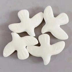 2pcs 34x43mm White Pigeon Ceramic Beads DIY Bracelet Earring Necklace Accessories Porcelain White Dove Bead For Jewelry Making