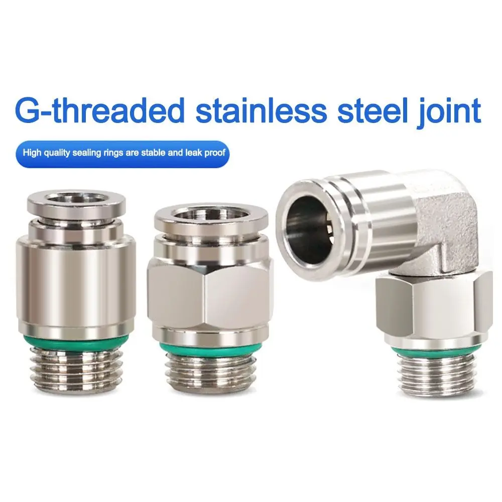 Stainless Steel Pneumatic Quick Connector External Thread Quick Release Air Hose Fitting PC4 M5 1/4