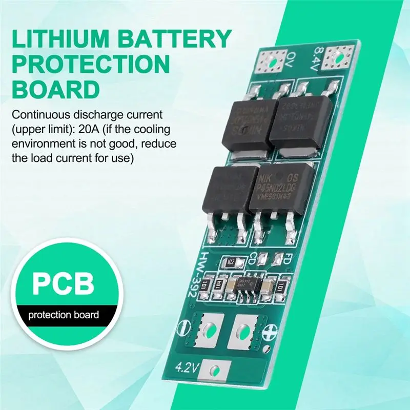 ABGI 2S 20A 7.4V 8.4V Li- Lithium Battery Protection Board BMS, PCB Board for 18650 Battery Pack, Standard Version Module