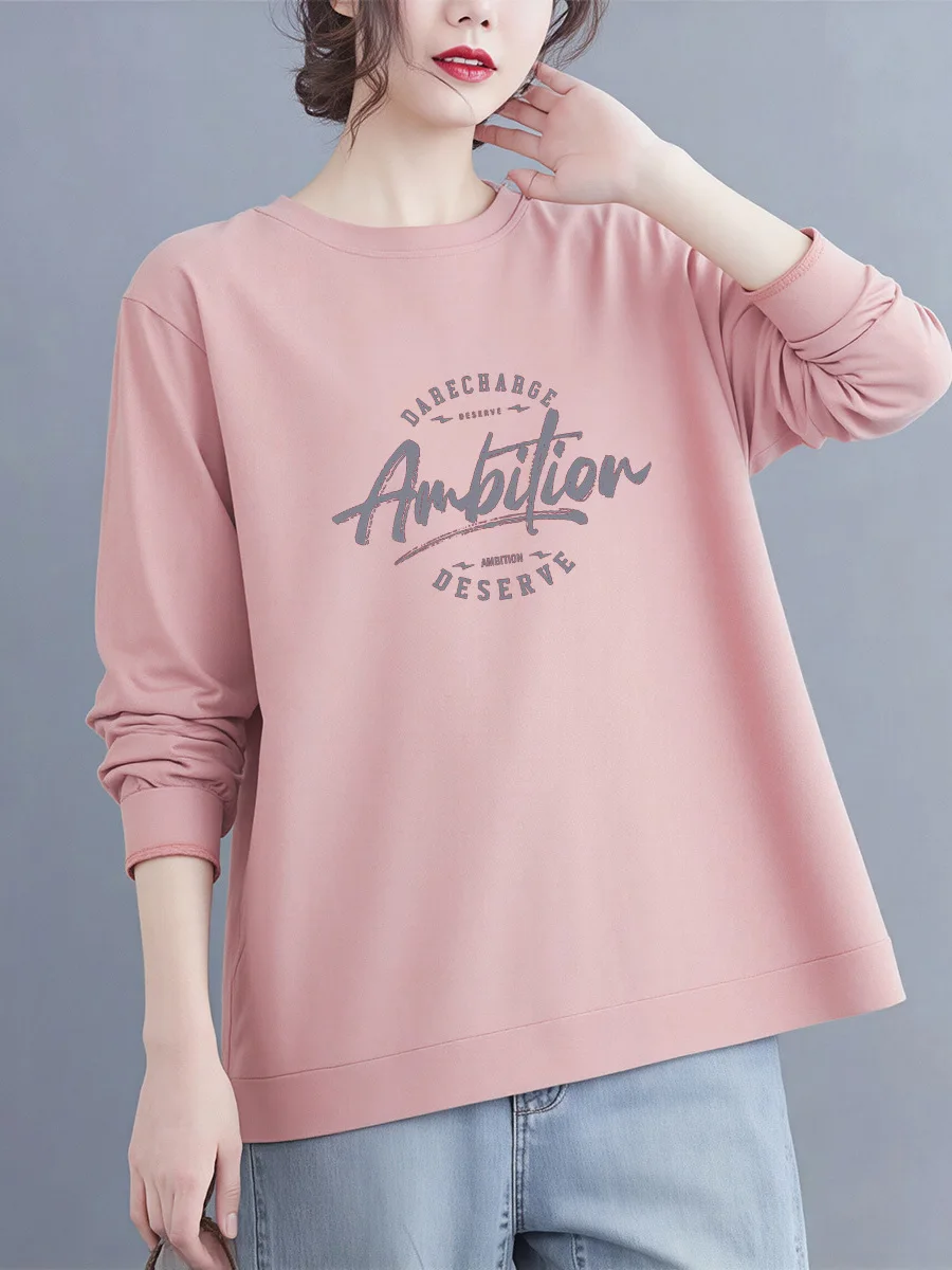 

Women's Casual Cotton Long Sleeve T-shirt round Neck Print Top plus Size Slimming Base Layer Shirt Autumn Winter Comfortable ...