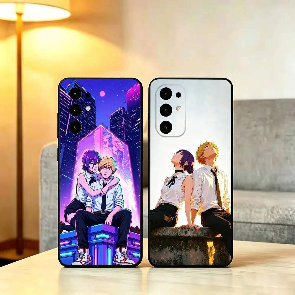 Anime CP D-Denji and R-Reze Phone Case For Samsung S25,S24,S21,S22,S23,S30,Ultra,S20,Plus,Fe,Lite,Note,10,Soft Black Cover
