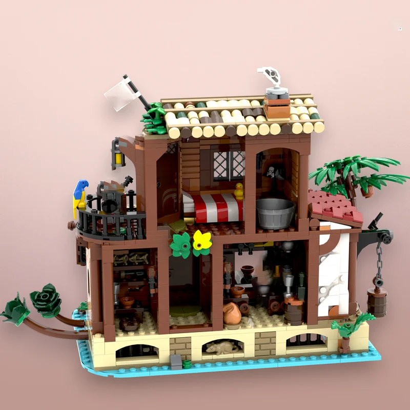 Blocs de construction modèle Pirate Moc, modèle Inn de Buccaneer, briques technologiques, assemblage à monter soi-même, jouet de construction de vacances de rue, cadeau