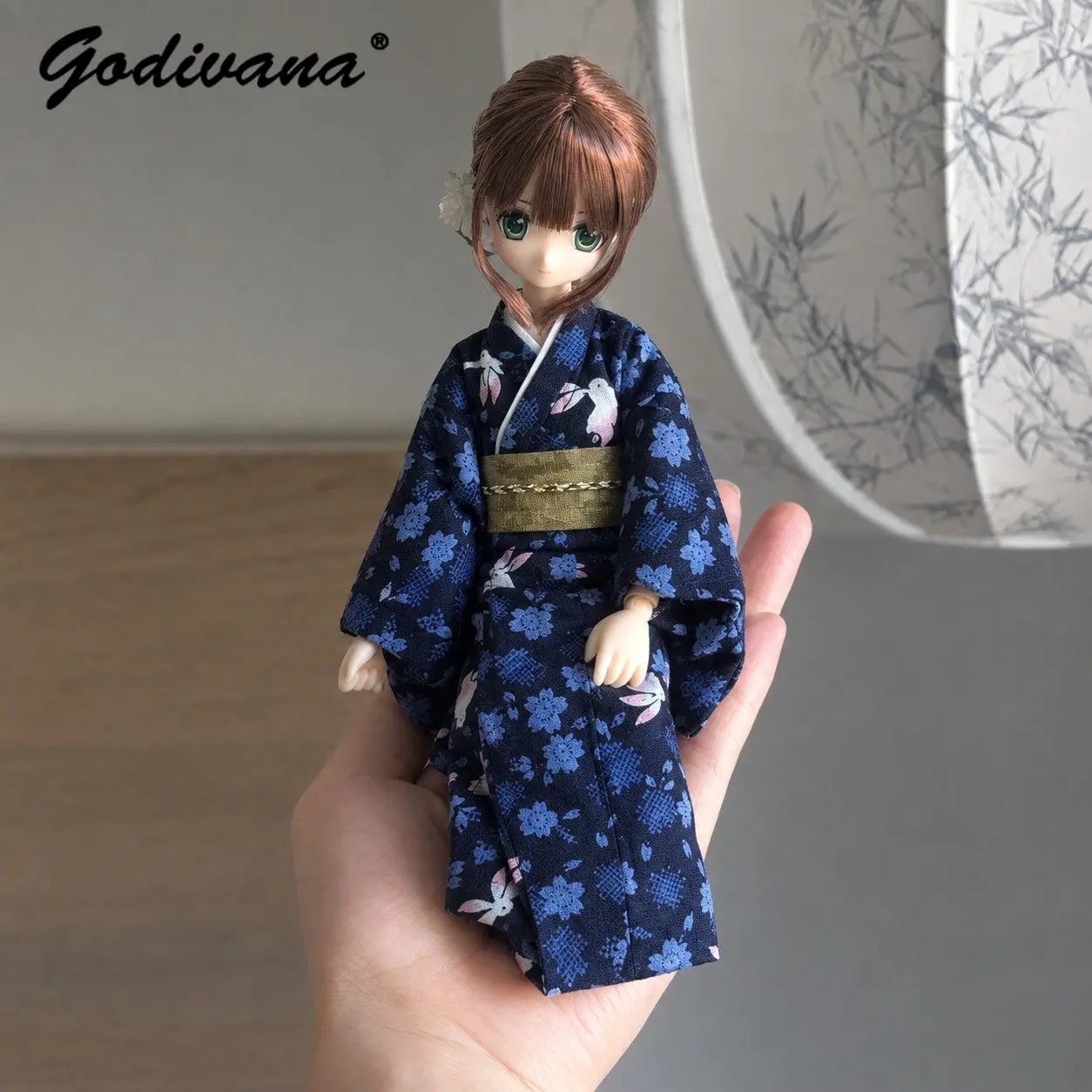 OB24 Minty 4th BJD Doll Clothes Japanese Kawaii Kimono Suit Sweet Floral Print Loose Yukata for AKX Electric Town BJD