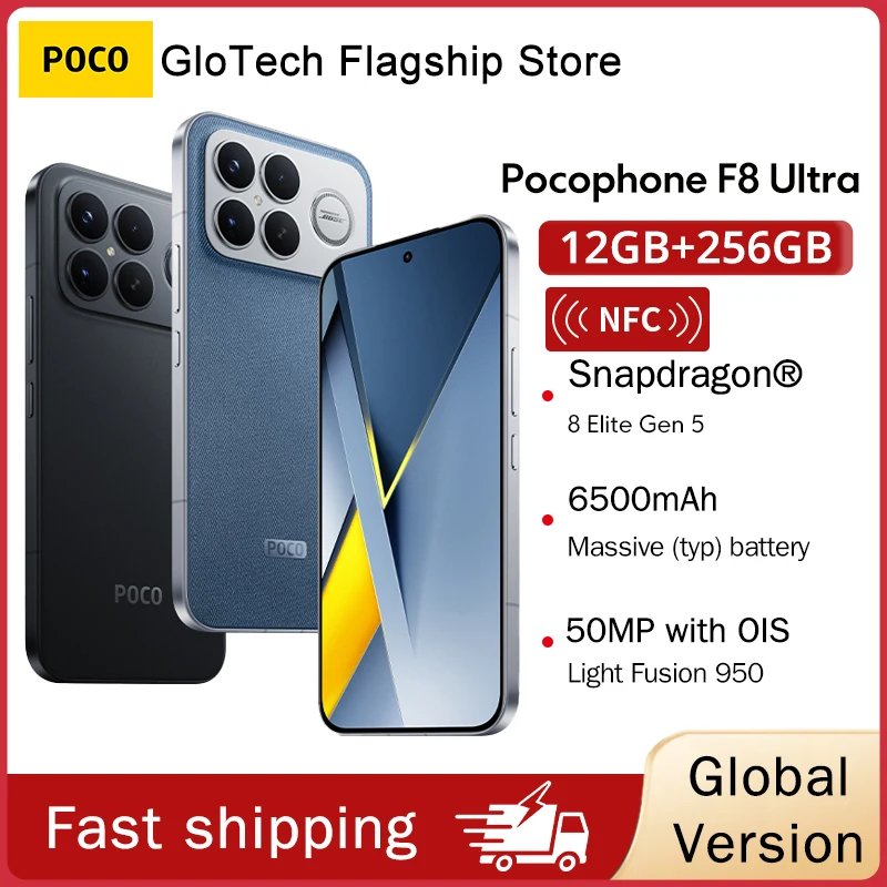 Global Version POCO F8 Ultra Sno Dragon 8 Elite Gen 5 Smartphone 50MP camera 6.9Hz display battery NFC