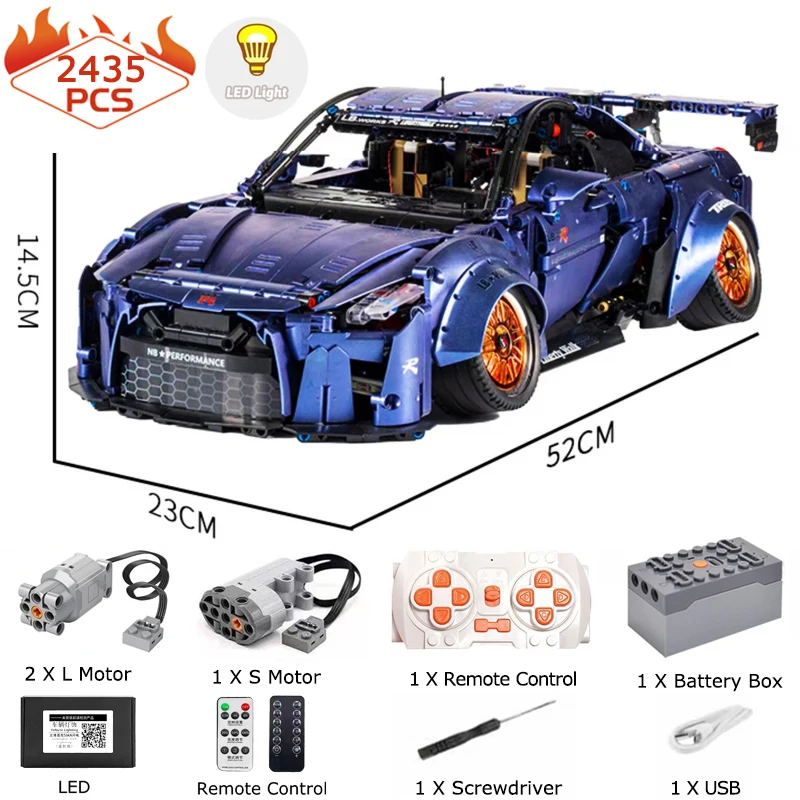 Techniacl 1:10 GTR MOC Super Racing Sport Auto Bouwstenen Idee Snelle Voertuig Model Baksteen Set Speelgoed Voor Jongen Kerstcadeau