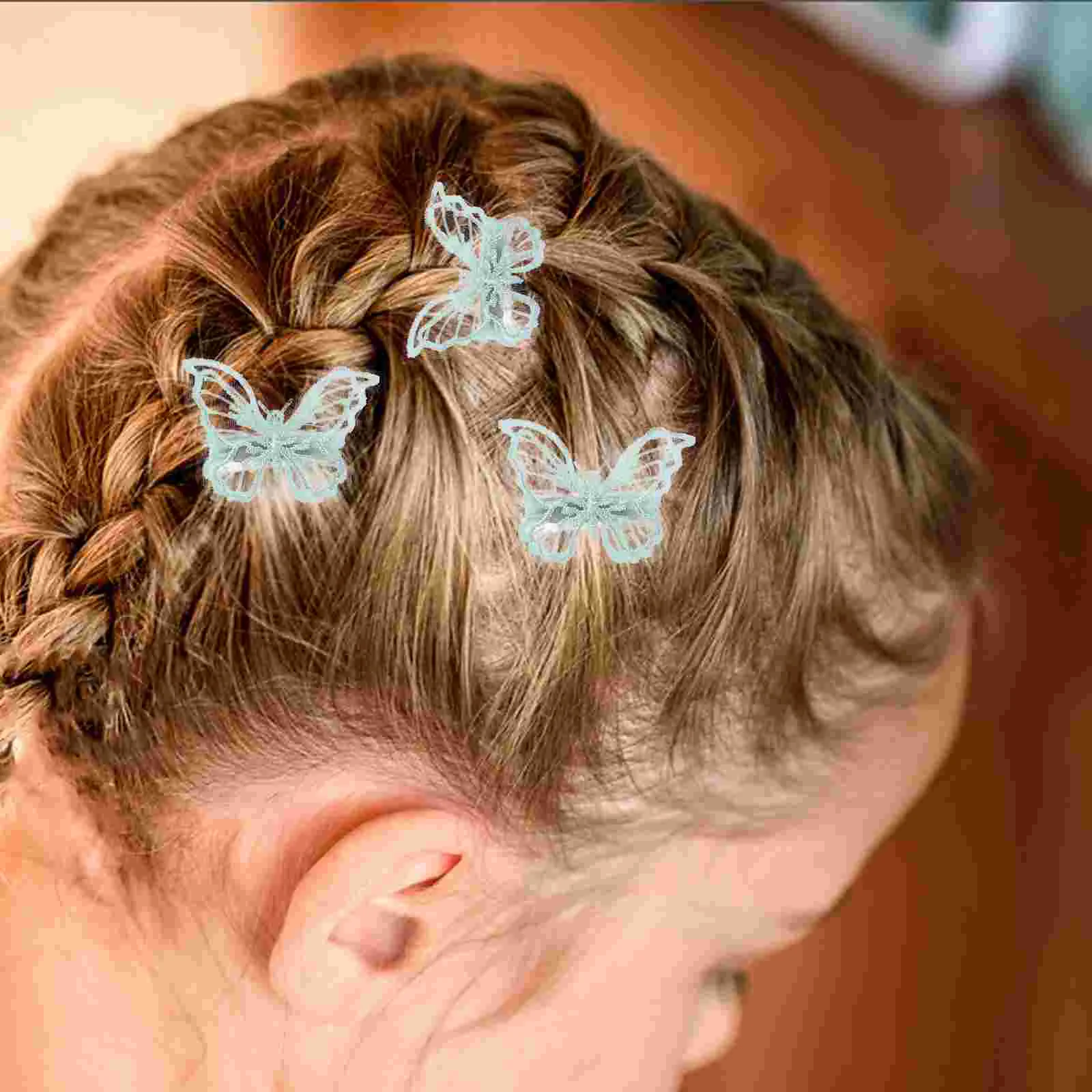 5 Pcs Butterfly Hair Clip Wedding Clips Bow Tie Embroidery Accessories Aluminum Alloy DIY Barrettes