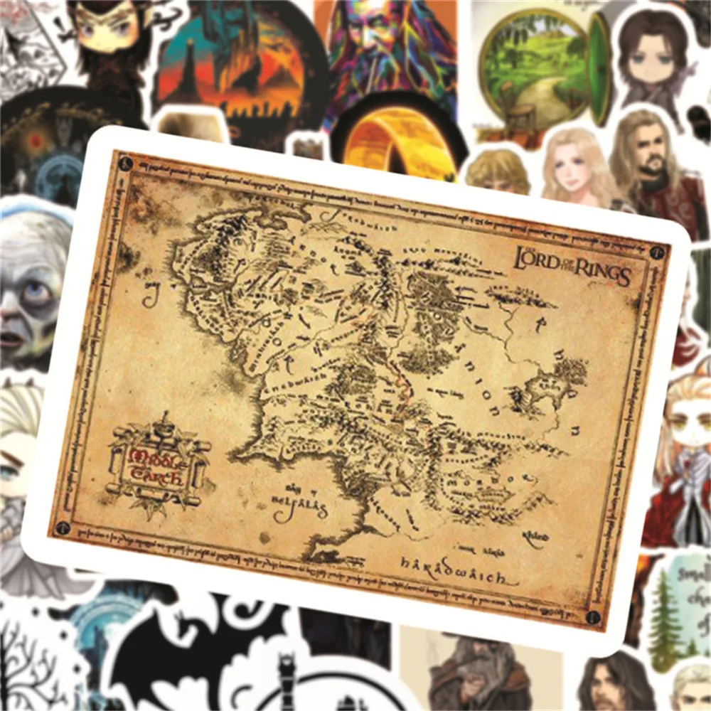 50pcs American TV Series Movies Hobbit Graffiti Hand Account Water Cup Suitcase Computer Car Decoration Waterproof Stickers