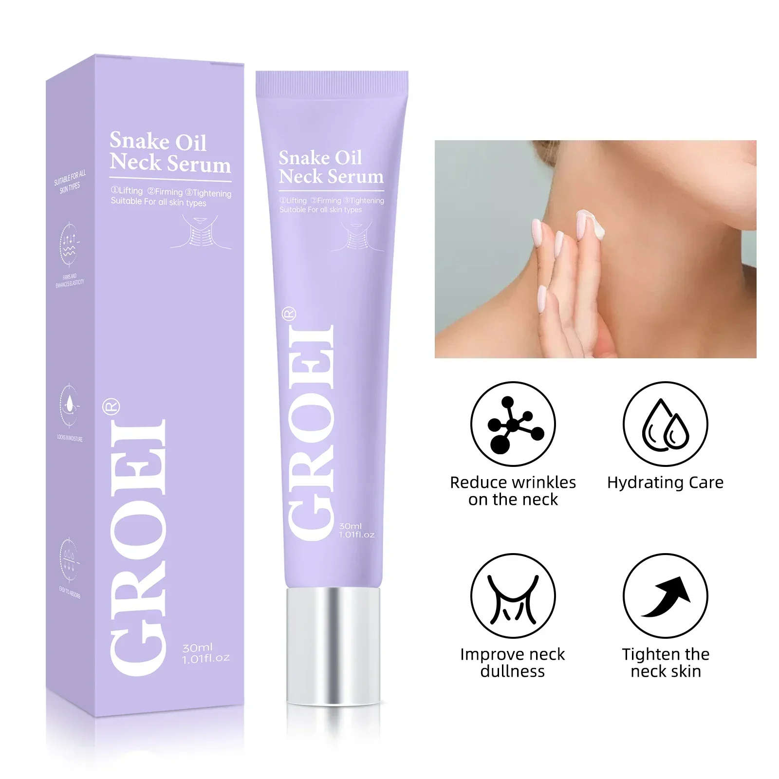 Snake Oil Neck Cream Lightens Neck Fine Lines Wrinkles Anti-aging Lifts Tightens Skin Moisturizing Nourishes Neck Cream 30ML