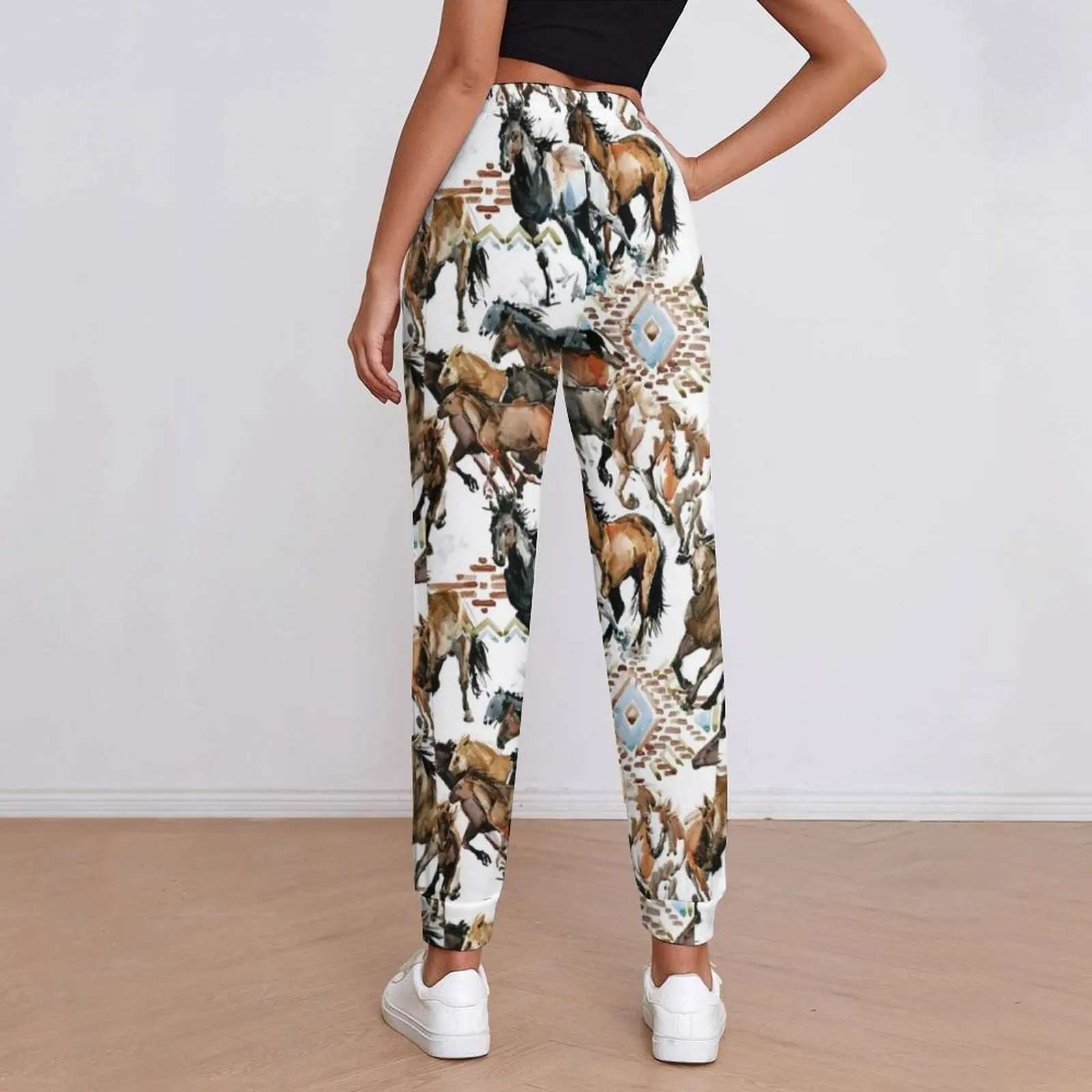 Horse Pattern Decoration Pants Woman Horseback Riding Cool Aesthetic Sweatpants Spring Trendy Graphic Oversize Trousers Gift