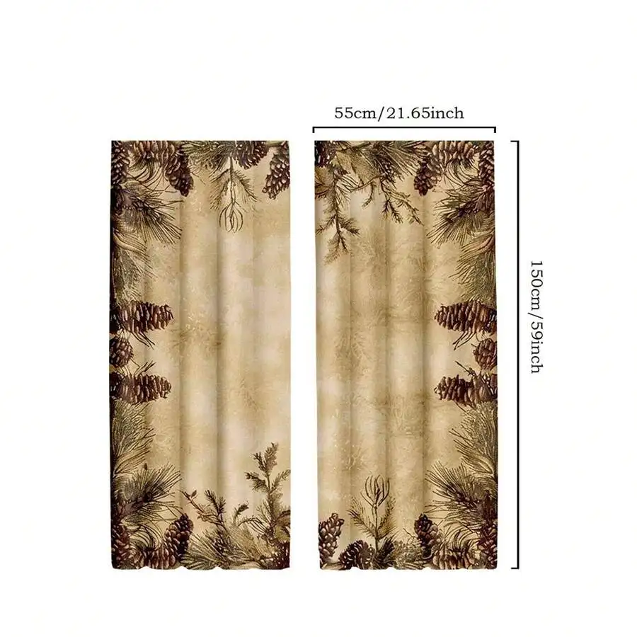 Woodland Tree Print Blackout Curtains - Rustic Lodge Style Thermal Insulated Drapes For Living Room