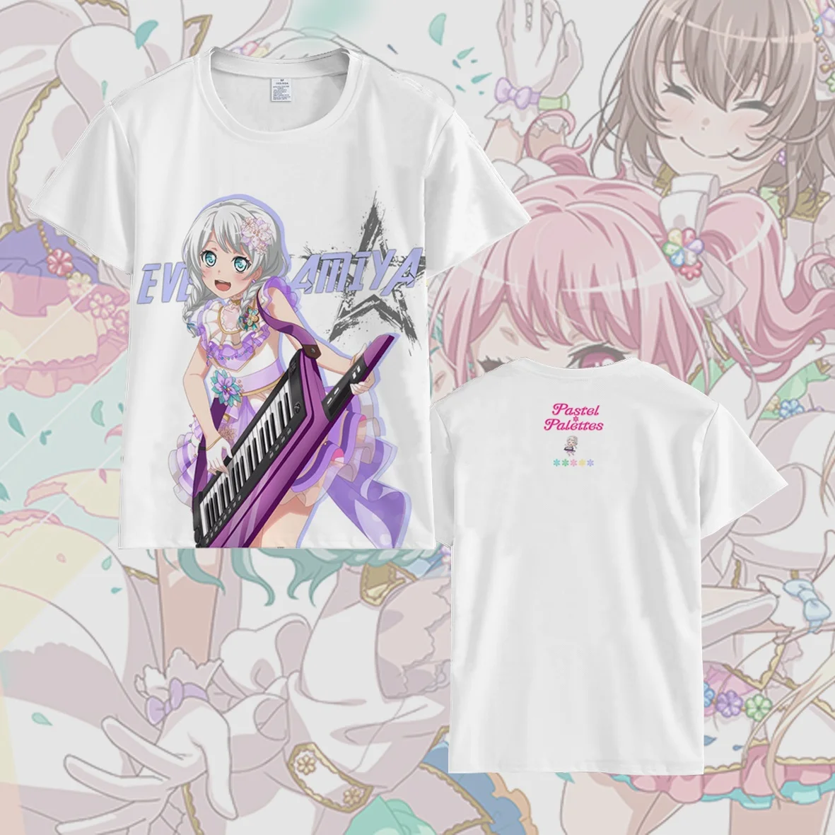 BanG Dream! Maruyama Aya Graphic T‑Shirt Pastel*Palettes Idol Band Vintage Oversized Cotton Unisex Anime Streetwear Tee Top