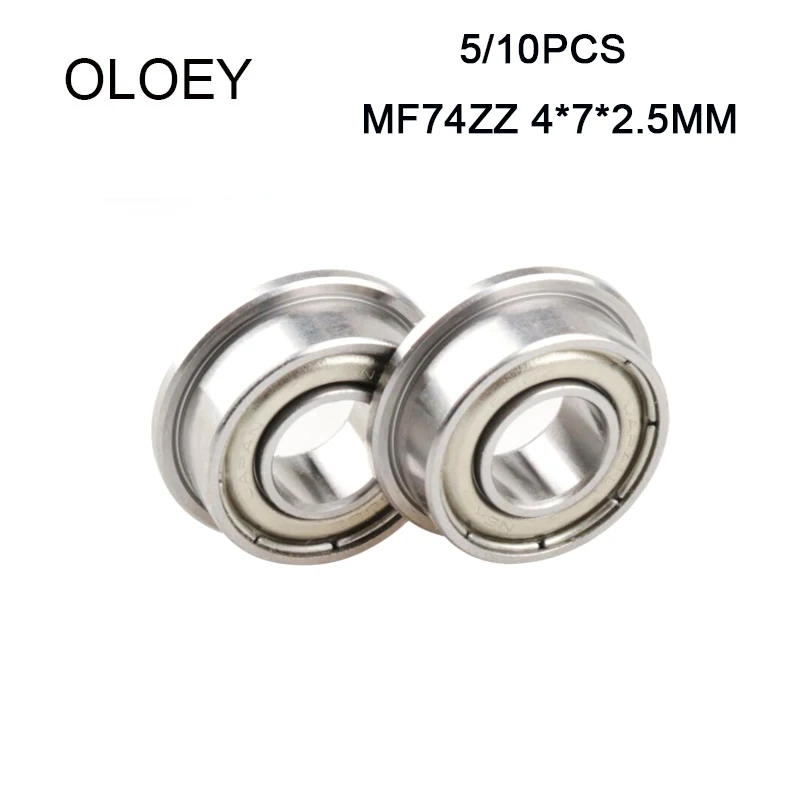 

5/10pcs MF74ZZ 4X7X2.5mm Miniature Flange Bearing Thin Wall Metal Shielded Flanged Bearings