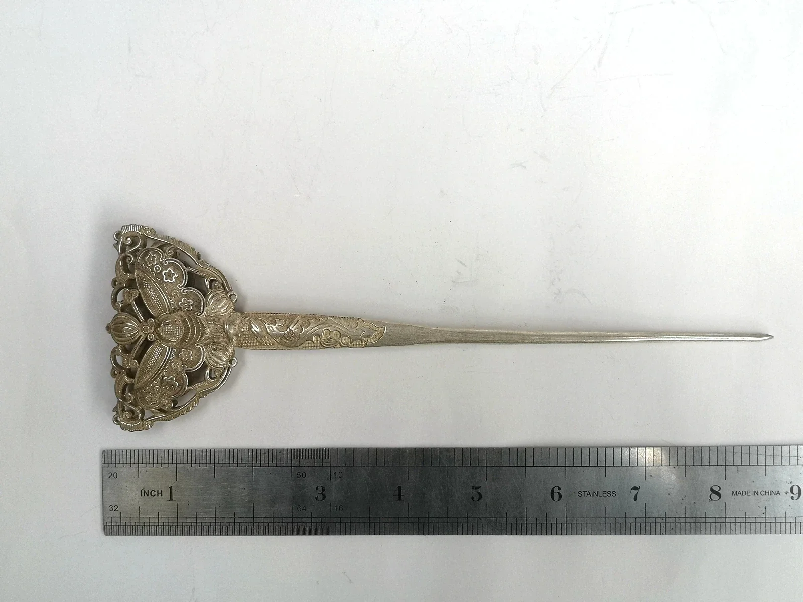 Collection Old Chinese Tibet Silver Hand-made Butterfly Hairpin Hair Decoration Wonderful Gift