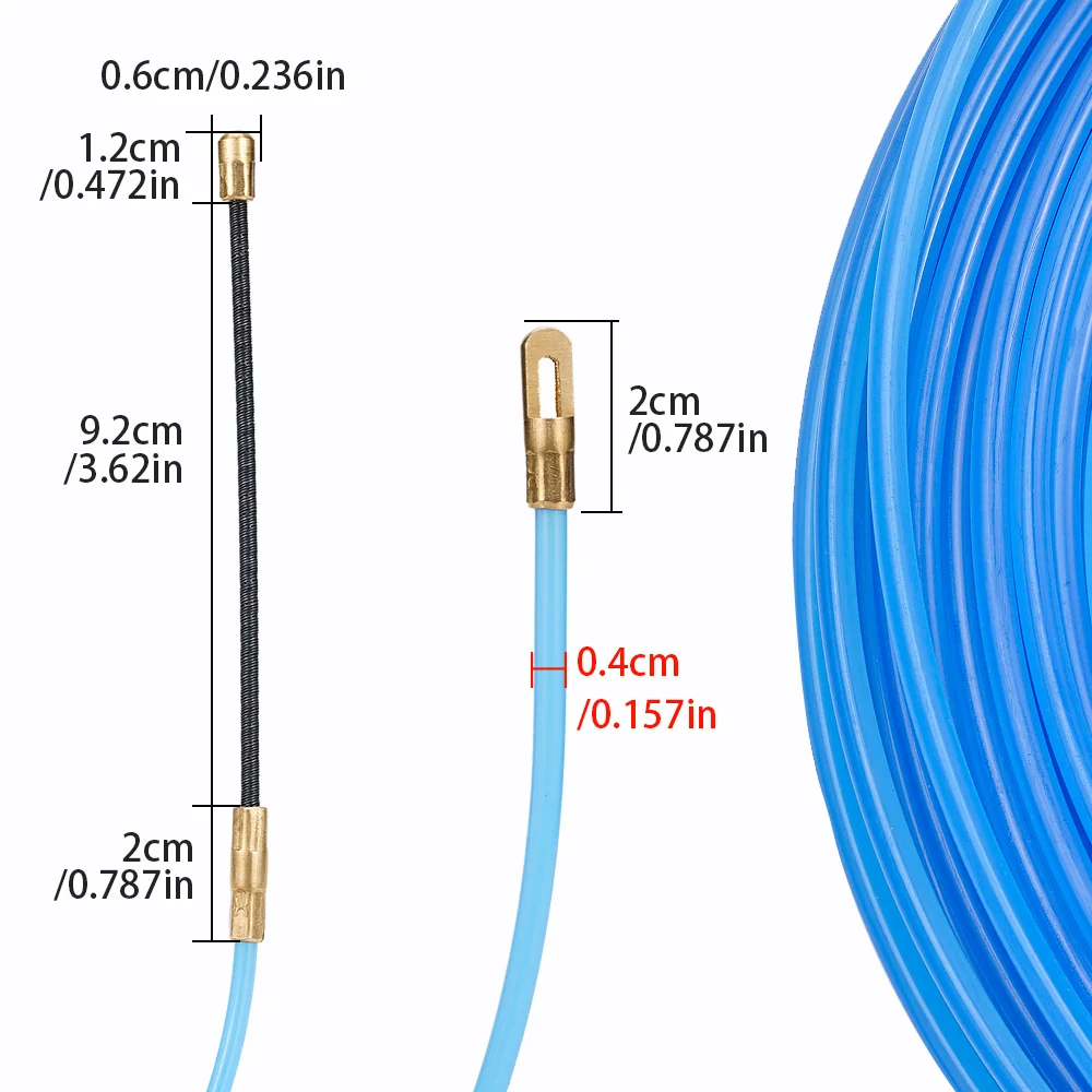Fish Tape Nylon 4MM 5M‑40M Wire Threader Cable Puller Snake Duct Wall Ceiling Conduit Electrician Pulling Repair Hand Tool